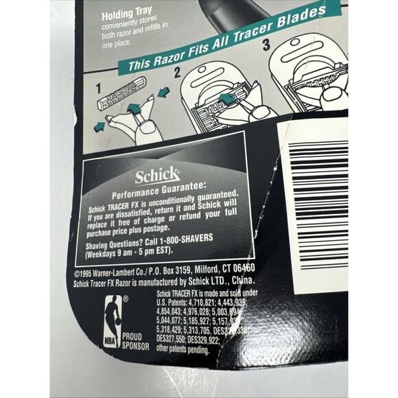 Vintage 1995 SCHICK TRACER FX, One Metal Razor Handle Two Refill Blades NEW NOS - Picture 4 of 4